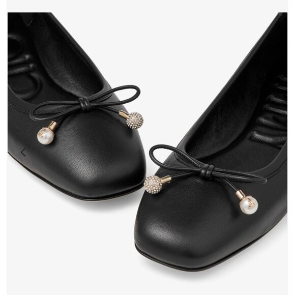 Jimmy Choo Elme Ballet Flats Black Bow Pearl Crystal Embellished US 8 EU 38.5 – - Picture 6 of 16